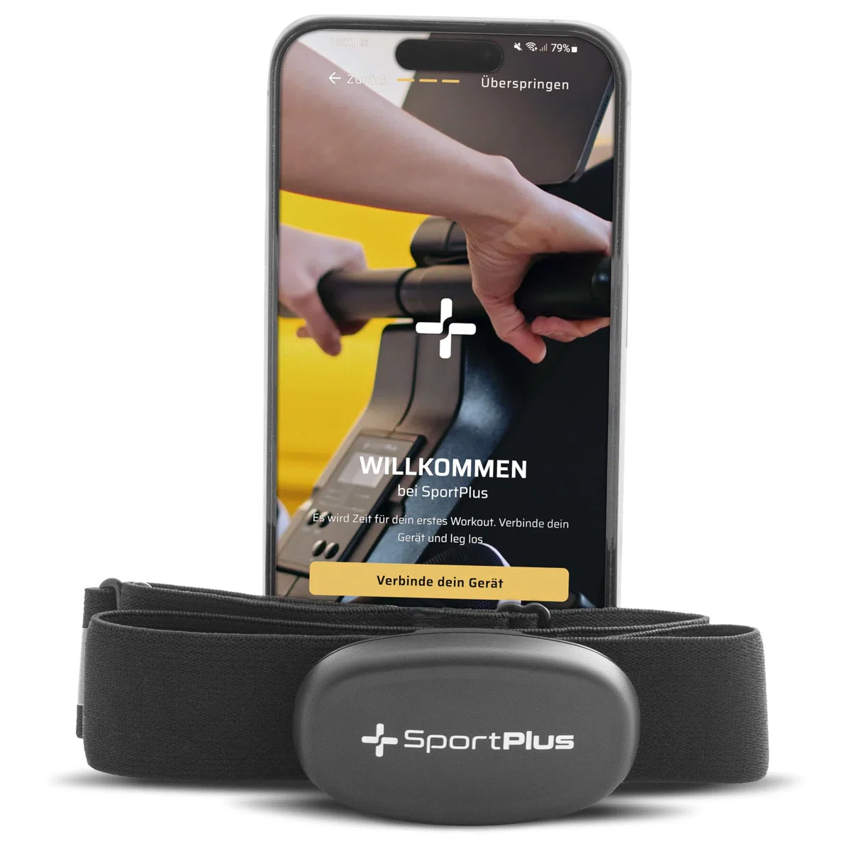 SportPlus 4.0 Herzfrequenz-Brustgurt mit App-Kompatibilität für iOS (ab 7.1), Android (ab 4.3) und Windows Phone, mit ANT+ und 5,3 kHz