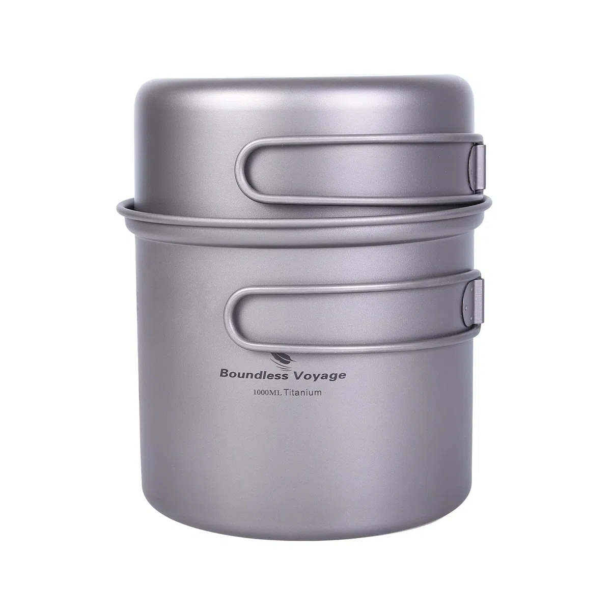 iBasingo Leichte Titan Töpf Pfanne Set 1000ml & 500ml Camping Kochgeschirr Outdoor Backpacking Schüssel Set Koch Mess Kit mit Klappgriff Küchen Utensilien für den Außenbereich 2 Stücke/Set (Ti2038C)