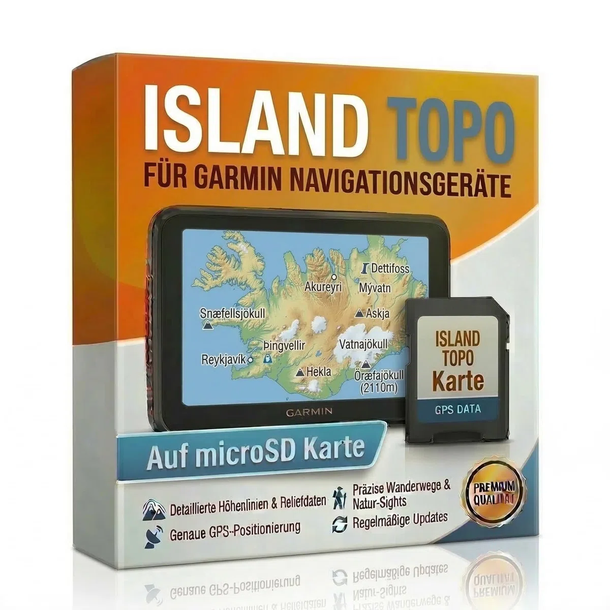 Island TOPO Navigationskarte für Garmin GPS - 2026